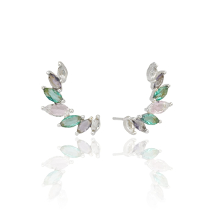 Ear Cuff Navetes Coloridas Banho Branco