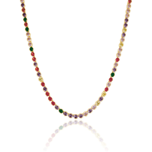 Choker Riviera Colorida Banho Dourado