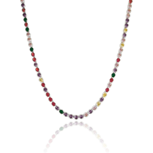 Choker Riviera Colorida Banho Branco