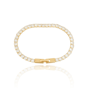 Pulseira Riviera Cristal Fecho Gaveta Banho Dourado