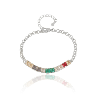 Pulseira Elos Riviera Colorida Banho Branco