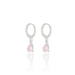 Brinco Argola Gota Kunzita Banho Branco
