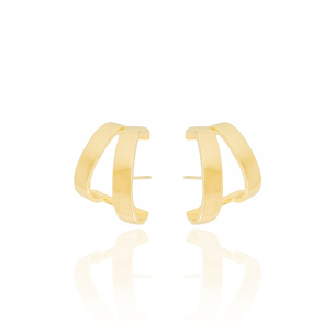 Ear Hook Dois Filetes Lisos Banho Dourado