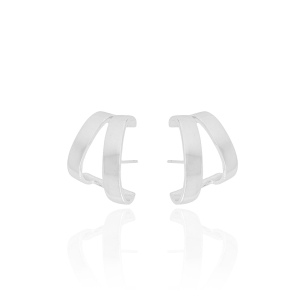 Ear Hook Dois Filetes Lisos Banho Branco