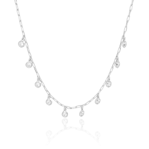 Choker Elos Pontos de Luz Cristal Banho Branco