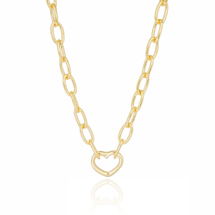 Gargantilha Elos Pingente Coração Banho Dourado