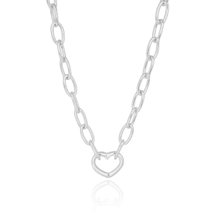 Gargantilha Elos Pingente Coração Banho Branco