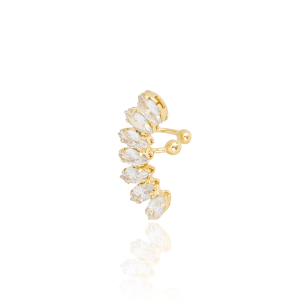 Piercing Ear Cuff Navetes Banho Dourado