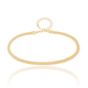 Tornozeleira Malha Fita Banho Dourado