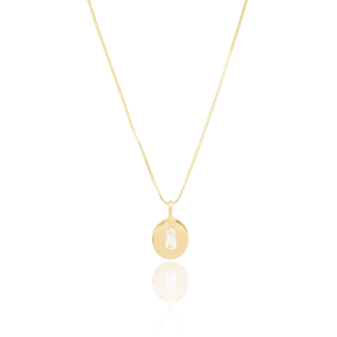 Gargantilha Pingente Oval Ponto de Luz Cristal Banho Dourado