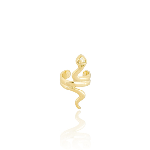 Piercing Cobra Cravejado Cristal Banho Dourado