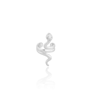 Piercing Cobra Cravejado Cristal Banho Branco