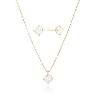 Conjunto Ponto de Luz Cristal Banho Dourado