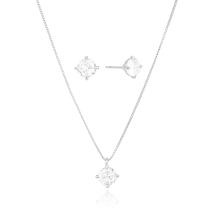 Conjunto Ponto de Luz Cristal Banho Branco