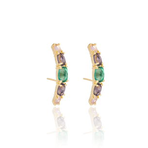 Ear Hook Colorido Banho Dourado