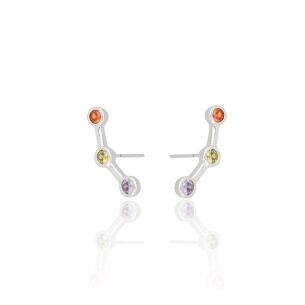 Ear Cuff Três Pontos de Luz Coloridos Banho Branco