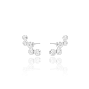 Ear Cuff Pontos de Luz Cravação Inglesa Cristal Banho Branco