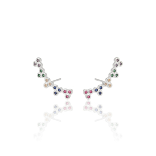 Ear Cuff Pontos de Luz Coloridos Banho Branco