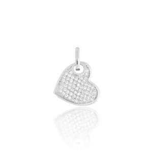 Pingente Coração Cravejado Cristal Banho Branco