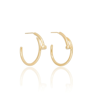 Brinco Argola Prego Tubo Banho Dourado