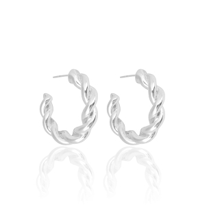 Brinco Argola Torcida Banho Branco