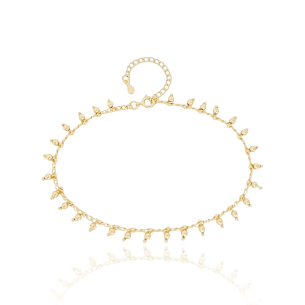 Tornozeleira Grumet Bolinhas Lisas Banho Dourado