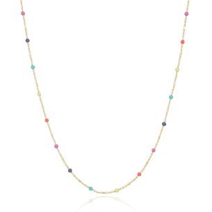 Gargantilha Bolinhas Coloridas Banho Dourado