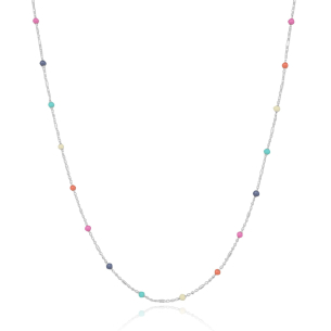 Gargantilha Bolinhas Coloridas Banho Branco