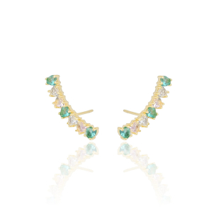 Ear Cuff Corações Coloridos Mix 1 Banho Dourado