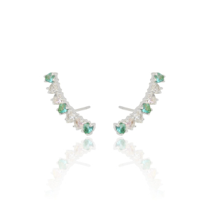 Ear Cuff Corações Coloridos Mix 1 Banho Branco