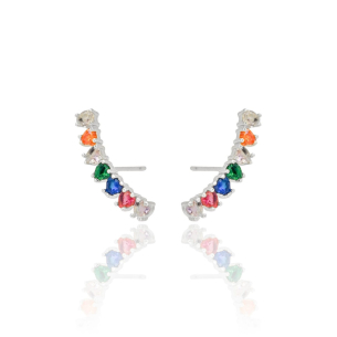 Ear Cuff Corações Coloridos Mix 2 Banho Branco