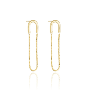 Brinco Meia Argola Fio Veneziana Banho Dourado