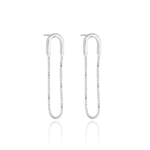 Brinco Meia Argola Fio Veneziana Banho Branco