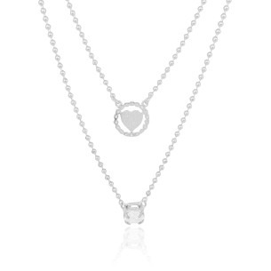 Escapulário Ponto de Luz Coração Liso Borda Bolinhas Banho Branco