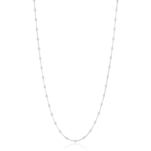 Gargantilha Longa Bolinhas Veneziana Banho Branco