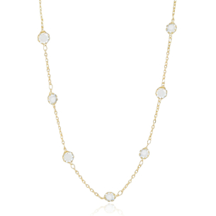 Gargantilha Longa Pontos de Luz Cristal Elos Banho Dourado