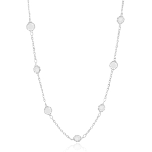 Gargantilha Longa Pontos de Luz Cristal Elos Banho Branco