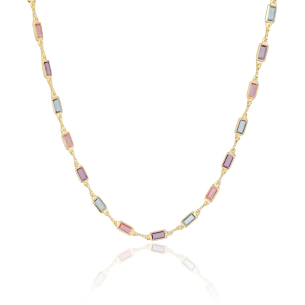 Choker Retângulos Coloridos Banho Dourado