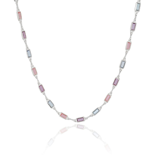 Choker Retângulos Coloridos Banho Branco