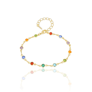 Pulseira Pontos de Luz Coloridos Banho Dourado