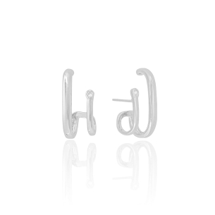 Ear Hook Filetes Lisos Ponto de Luz Cristal Banho Branco