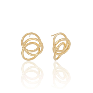 Brinco Argolas Entrelaçadas Lisas Banho Dourado