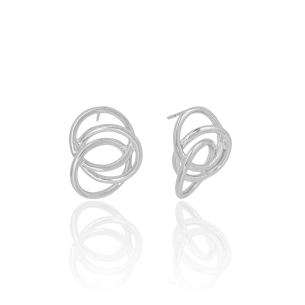 Brinco Argolas Entrelaçadas Lisas Banho Branco