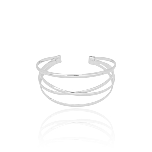 Bracelete Quatro Filetes Entrelaçados Lisos Banho Branco