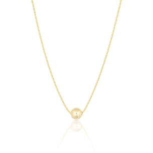 Gargantilha Cordão Torcido Esfera Lisa Banho Dourado