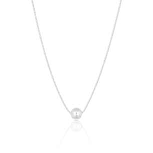 Gargantilha Cordão Torcido Esfera Lisa Banho Branco