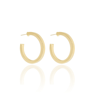 Brinco Argola Riscada Banho Dourado