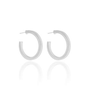 Brinco Argola Riscada Banho Branco