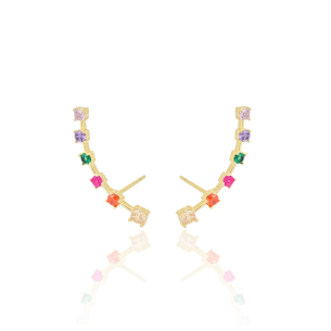 Ear Cuff Multicolor Banho Dourado