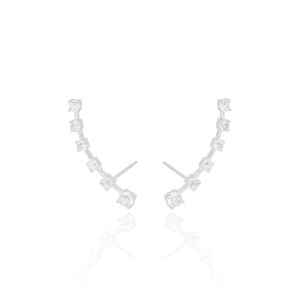 Ear Cuff Cristal Banho Branco